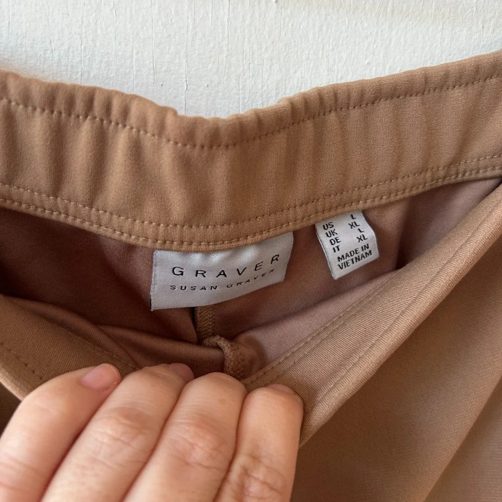 Susan Graver Bermuda Shorts Womens Large Brown Pockets Neutral Travel Minimalist